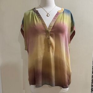 American Vintage Pastel Ombre V-Neck Blouse